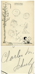 Charles Schulz Drawing of His Peanuts Characters From 1957 -- Includes Charlie Brown, Snoopy, Lucy, Linus & Schroeder
